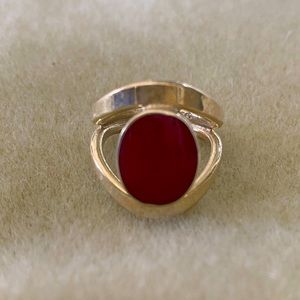 Silver ring with red stone